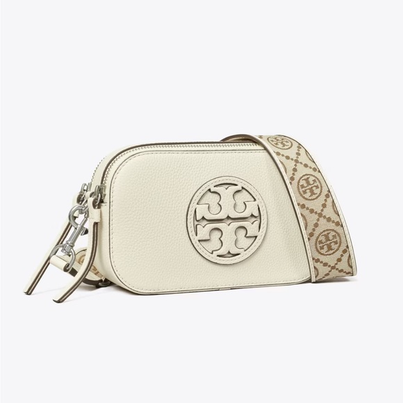 Tory Burch Handbags - Tory Burch Miller Ivory Crossbody Bag with Patterned Strap